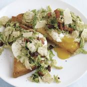 Poached Eggs with Creamy Brussels Sprouts and Bacon