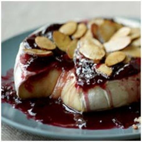 Baked Brie with Cherries, Almonds and Bagels