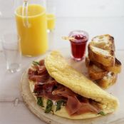 Asparagus & Ham Souffleed Omelet w/Goat Cheese