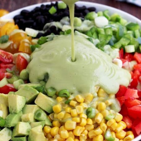 Mexican Chopped Salad with Avocado Dressing - Vegan