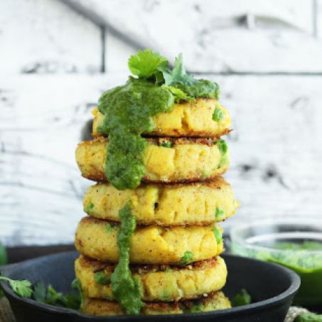 Samosa Potato Cakes with Green Chutney