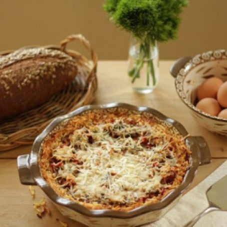 Veggie Quiche with Hash Brown Crust