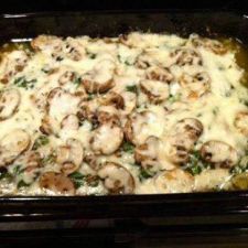 Baked Herbed Chicken with Spinach, Mushrooms, Proscuitto