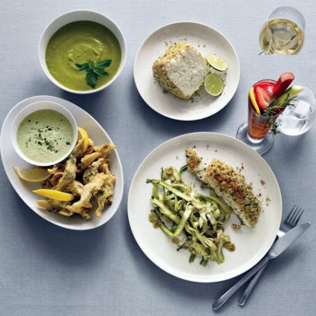 Slow-Roasted Halibut with Shaved Asparagus and Fennel Salad