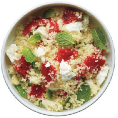 Couscous with Roast Red Peppers, Feta, & Mint