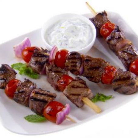 Spiced Beef Kabobs with Cucumber-Yogurt Sauce