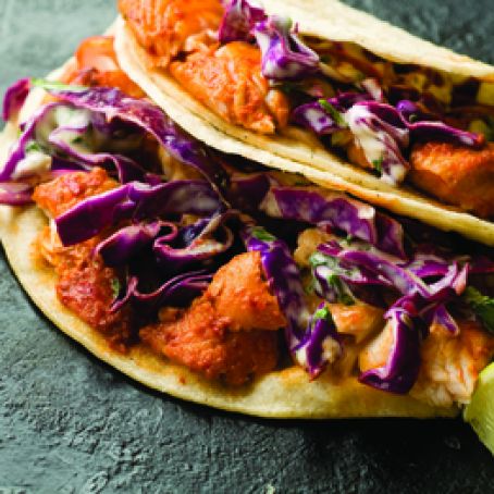 Guajillo-Chile Fish Tacos with Cabbage Slaw