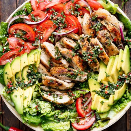 Grilled Chimichurri Chicken Avocado Salad