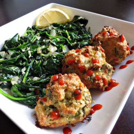 Cilantro and Lime Chicken Meatballs and Sauteed Spinach