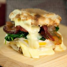 Egg Sandwich with Spinach, Brie & Maple Bacon