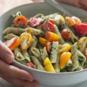 Heirloom Tomato and Creamy Pesto Pasta