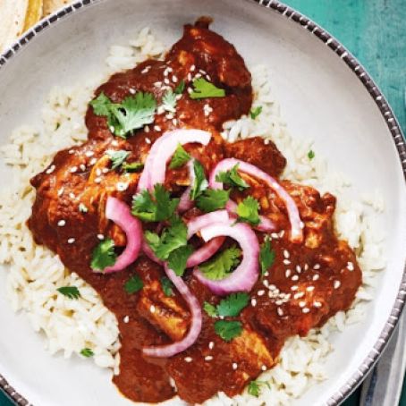Slow Cooker Chicken Mole With Pickled Onions