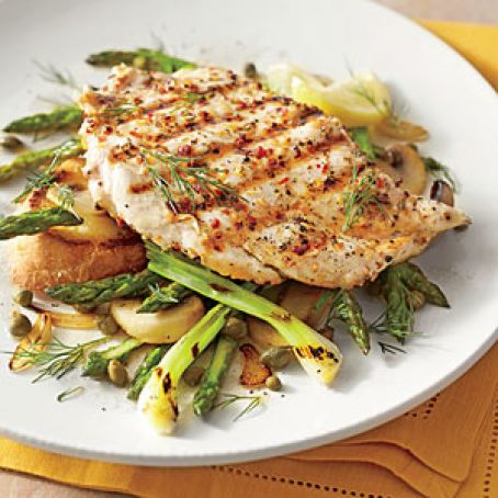 Chicken Breasts with Mushrooms and Asparagus