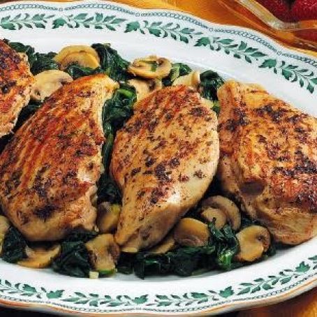 Grilled Chicken Over Spinach