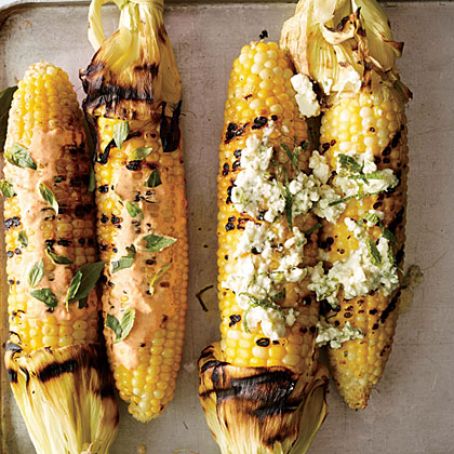 Corn on the Cob with Feta & Mint Butter
