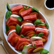 Watermelon Peach Caprese Salad