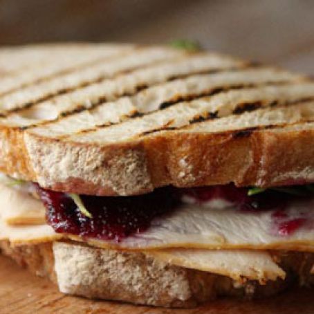 TURKEY & GOAT CHEESE PANINI WITH SALLIE'S BLUEBERRY LEMON + THYME JAM