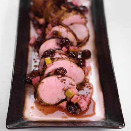Michael Symon's Bacon Roasted Pork with Mustard Fruit