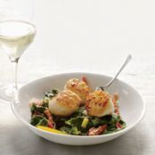 Seared Scallops with Bacon-Braised Chard