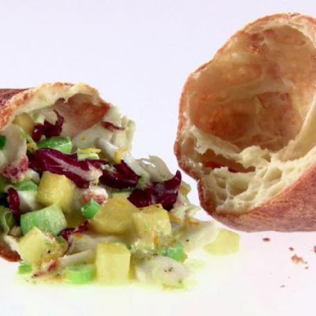 Popovers Stuffed with Crab, Avocado and Mango Chopped Salad