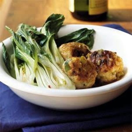 Turkey-Jasmine Rice Meatballs with Baby Bok Choy