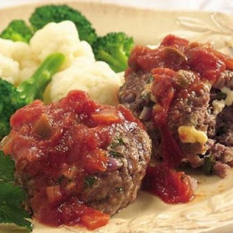 BLUE CHEESE MEAT LOAVES WITH BUFFALO SAUCE