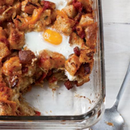 Bacon, Tomato and Cheddar Breakfast Bake with Eggs