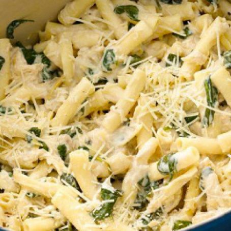 One-Pot Parmesan Chicken Ziti with Artichokes and Spinach