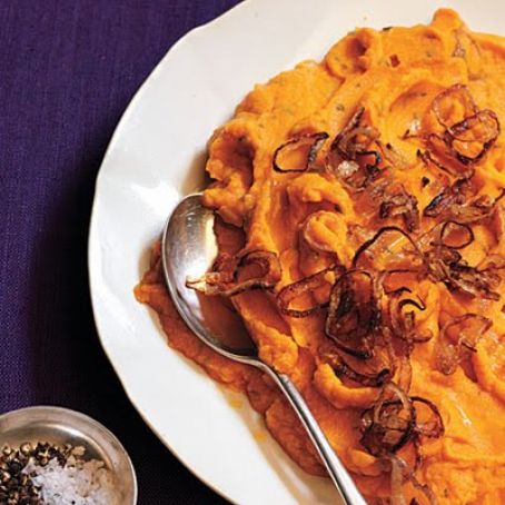 Rosemary Mashed Sweet Potatoes with Shallots