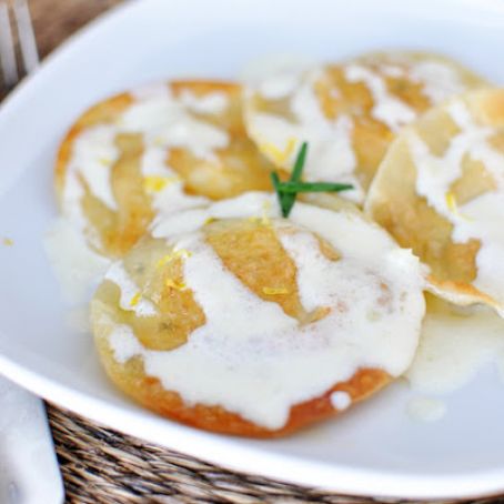Crab & Goat Cheese Ravioli with Lemon Cream Sauce
