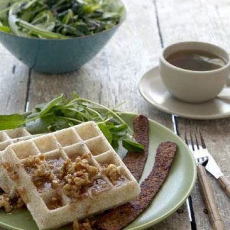 Mochi Waffles Drizzled with Lemon-Walnut-Rice Syrup