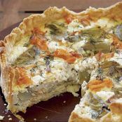 Smoked Salmon, Goat Cheese, and Artichoke Quiche