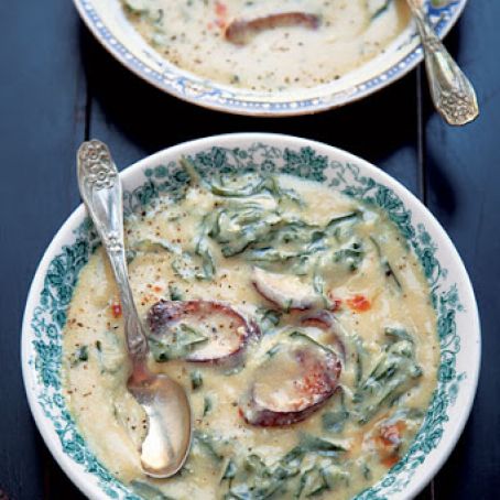 Sopa de Fubà (Collard Greens, Cornmeal, and Sausage Soup)