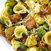 Pesto Pasta with Chicken Sausage & Roasted Brussels Sprouts