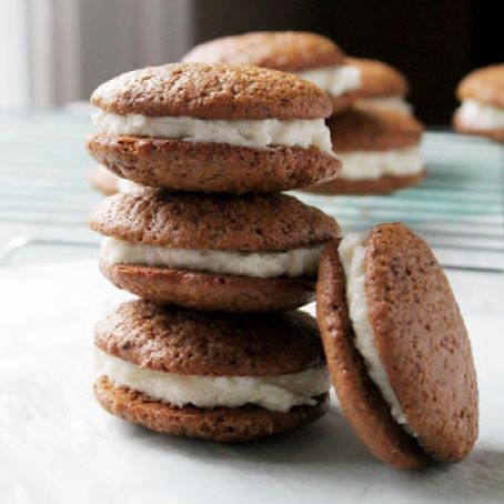Gingerbread Whoopie Pies with Vanilla Buttercream Filling