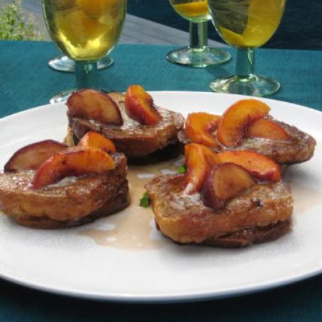 Pain Perdue with Fresh Peaches and Vanilla Butter