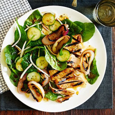 Chinese Black Pepper Pork and Spinach Salad
