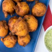 Crab Hush Puppies with Cilantro-Jalapeno Dip