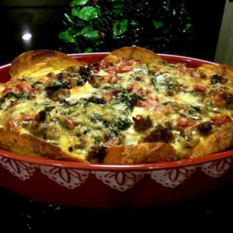 Sausage, Roasted Red Pepper, and Spinach Torta Rustica