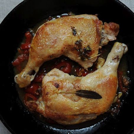 Chicken Under a Brick with Pickled Peppers