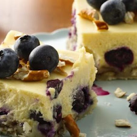 Lemon-Blueberry Pretzel Cheesecake Squares