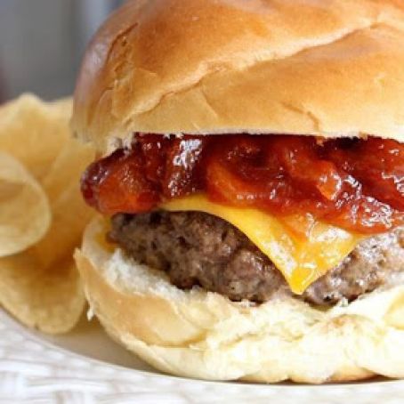 Steakhouse Cheddar Burger with Warm Bacon BBQ Sauce