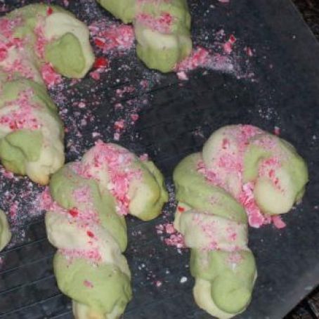 Green Tea Candy Cane Cookies