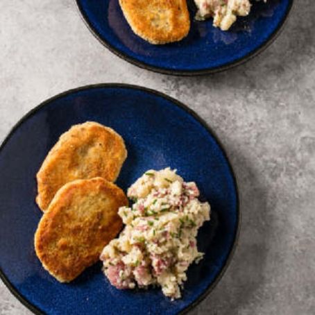 Parmesan-Crusted Pork Cutlets with Chive Mashed Potatoes