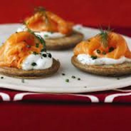 Buckwheat Pancakes with Chevre, Salmon, and Dill