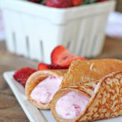 Strawberry Protein Pancake Roll-Ups with Yogurt Filling