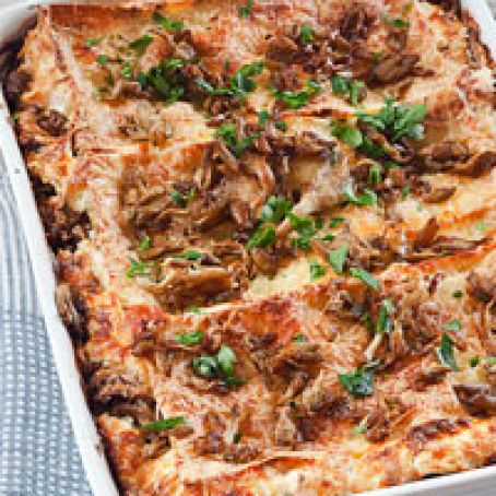 Lasagna with Mushrooms and Lamb Sausage