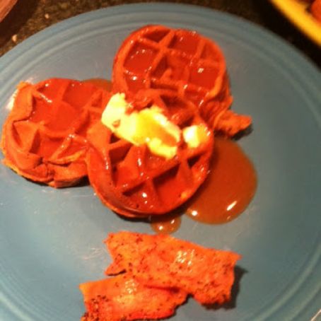 Kimi's Pumpkin Waffles w/apple cider syrup