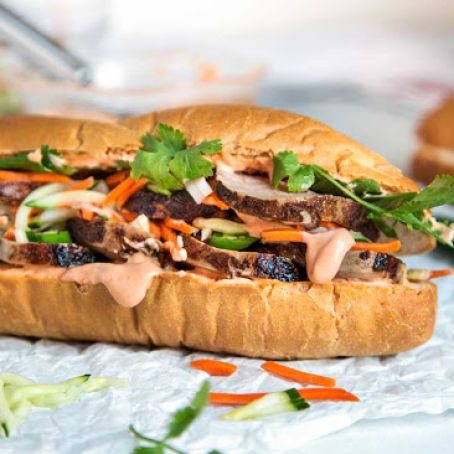Teriyaki Pork Bahn Mi Sandwich
