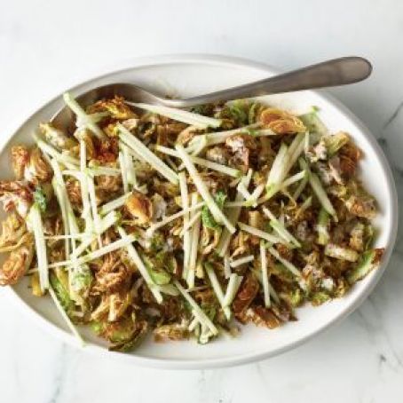Fried Brussels Sprouts with Creamy Mustard and Cider Dressing